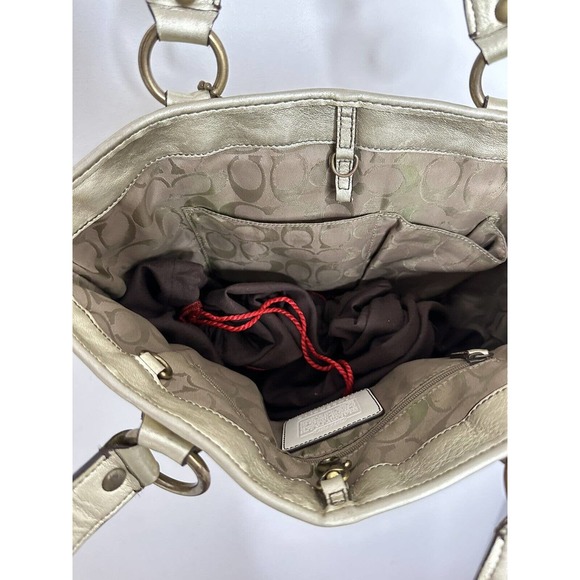 COACH Vintage Metallic Straw Leather Woven Tote Hand Bag - Picture 6 of 10